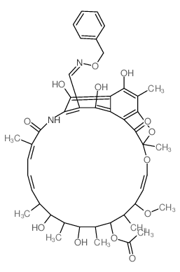 2,7-(Epoxypentadeca(1,11,13)trienimino)naphtho(2,1-b)furan-8-carboxaldehyde, 1,2-dihydro-5,6,9,17,19,21-hexahydroxy-23-methoxy-2,4,12,16,18,20,22-heptamethyl-1,11-dioxo-, 8-(O-benzyloxime),21-acetate picture