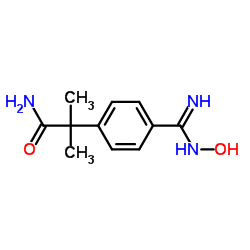 2-[4-(N-Hydroxycarbamimidoyl)phenyl]-2-methylpropanamide结构式