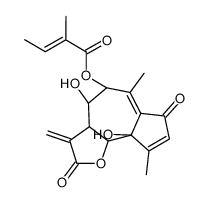 (Z)-2-Methyl-2-butenoic acid (3aR)-2,3,3a,4,5,7,9a,9bα-octahydro-4β,9aβ-dihydroxy-6,9-dimethyl-3-methylene-2,7-dioxoazuleno[4,5-b]furan-5α-yl ester structure