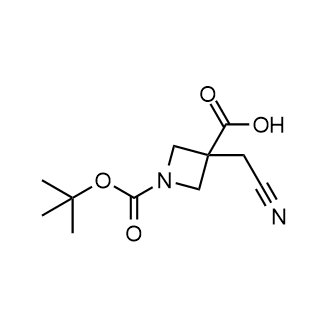 1-(叔丁氧基羰基)-3-(氰基甲基)氮杂环丁烷-3-羧酸结构式