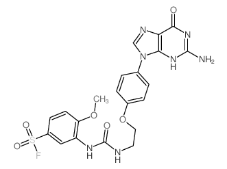 3-[2-[4-(2-amino-6-oxo-3H-purin-9-yl)phenoxy]ethylcarbamoylamino]-4-methoxy-benzenesulfonyl fluoride结构式