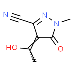 1H-Pyrazole-3-carbonitrile, 4,5-dihydro-4-(1-hydroxyethylidene)-1-methyl-5- structure