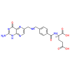N-[4-({[(2-Amino-4-oxo-1,4-dihydro-6-pteridinyl)methyl]amino}methyl)benzoyl]-L-glutamic acid结构式