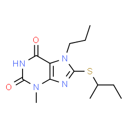 8-(sec-butylthio)-3-methyl-7-propyl-3,7-dihydro-1H-purine-2,6-dione structure