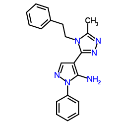 4-[5-Methyl-4-(2-phenylethyl)-4H-1,2,4-triazol-3-yl]-1-phenyl-1H-pyrazol-5-amine结构式