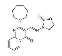 2-(Hexahydro-1H-azepin-1-yl)-3-[(2-oxooxazolidin-3-yl)iminomethyl]-4H-pyrido[1,2-a]pyrimidin-4-one structure