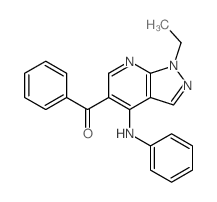 (5-anilino-9-ethyl-2,8,9-triazabicyclo[4.3.0]nona-1,3,5,7-tetraen-4-yl)-phenyl-methanone Structure