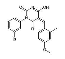 (5E)-1-(3-bromophenyl)-5-[(4-methoxy-2-methylphenyl)methylidene]-1,3-diazinane-2,4,6-trione Structure