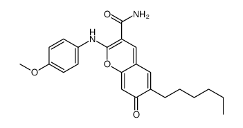 6-hexyl-2-(4-methoxyanilino)-7-oxochromene-3-carboxamide Structure