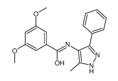 3,5-dimethoxy-N-(5-methyl-3-phenyl-1H-pyrazol-4-yl)benzamide结构式