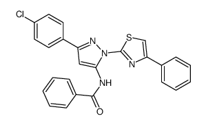 N-[5-(4-chlorophenyl)-2-(4-phenyl-1,3-thiazol-2-yl)pyrazol-3-yl]benzam ide结构式