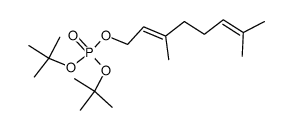 (E)-di-tert-butyl (3,7-dimethylocta-2,6-dien-1-yl) phosphate结构式