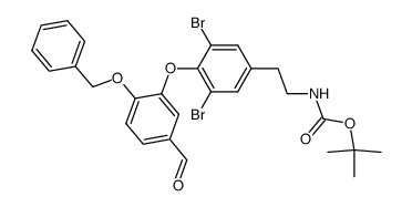 tert-butyl (4-(2-(benzyloxy)-5-formylphenoxy)-3,5-dibromophenethyl)carbamate结构式