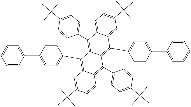 6,12-di([1,1'-biphenyl]-4-yl)-2,8-di-tert-butyl-5,11-bis(4-(tert-butyl)phenyl)tetracene结构式
