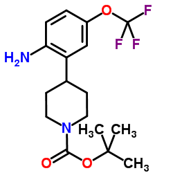 2-Methyl-2-propanyl 4-[2-amino-5-(trifluoromethoxy)phenyl]-1-piperidinecarboxylate结构式