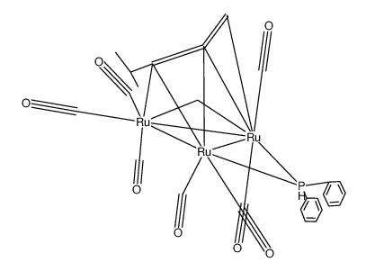 ruthenium3(carbonyl)7(μ-methylene)(μ3-η3-allenyl(i-Pr))(μ-phosphido(phenyl)2)结构式