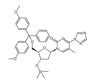 4-(1,2,4-triazol-1-yl)-5'-O-(4,4'-dimethoxytriphenylmethyl)-3'-O-trimethylsilyl thymidine Structure