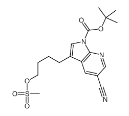 1H-Pyrrolo[2,3-b]pyridine-1-carboxylic acid, 5-cyano-3-[4-[(Methylsulfonyl)oxy]butyl]-, 1,1-dimethylethyl ester结构式