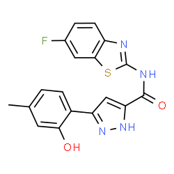 N-(6-fluoro-1,3-benzothiazol-2-yl)-3-(2-hydroxy-4-methylphenyl)-1H-pyrazole-5-carboxamide Structure