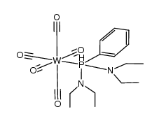 bis(diethylamino)phenylphosphine(pentacarbonyl)tungsten(0)结构式