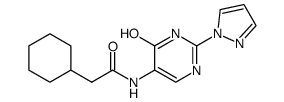 2-cyclohexyl-N-(4-hydroxy-2-(1H-pyrazol-1-yl)pyrimidin-5-yl)acetamide Structure