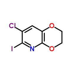 7-氯-6-碘-2,3-二氢-[1,4]二氧杂环己二烯并[2,3-b]吡啶结构式