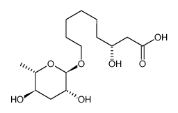 (R)-9-(((2R,3R,5R,6S)-3,5-dihydroxy-6-methyltetrahydro-2H-pyran-2-yl)oxy)-3-hydroxynonanoic acid结构式