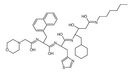 (3S,4S)-5-cyclohexyl-N-hexyl-3-hydroxy-4-[[(2S)-2-[[(2S)-2-[(2-morpholin-4-ylacetyl)amino]-3-naphthalen-1-ylpropanoyl]amino]-3-(1,3-thiazol-4-yl)propanoyl]amino]pentanamide Structure