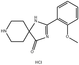 2-(2-Methoxyphenyl)-1,3,8-triazaspiro[4.5]dec-1-en-4-one hydrochloride结构式