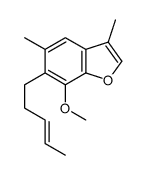 7-methoxy-3,5-dimethyl-6-pent-3-enyl-1-benzofuran结构式