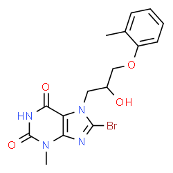 8-bromo-7-(2-hydroxy-3-(o-tolyloxy)propyl)-3-methyl-3,7-dihydro-1H-purine-2,6-dione Structure