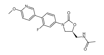 N-({(5S)-3-[3-fluoro-4-(6-methoxypyridin-3-yl)phenyl]-2-oxo-1,3-oxazolidin-5-yl}methyl)acetamide结构式