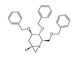 (2R,3R,4R,6S)-3,4-di(benzyloxy)-2-benzyloxymethyl-1-azabicyclo[4.1.0]heptane结构式