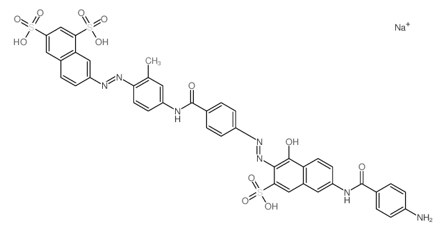 1,3-Naphthalenedisulfonicacid,7-[2-[4-[[4-[2-[6-[(4-aminobenzoyl)amino]-1-hydroxy-3-sulfo-2-naphthalenyl]diazenyl]benzoyl]amino]-2-methylphenyl]diazenyl]-,sodium salt (1:3) picture