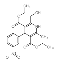 1,4-Dihydro-2-hydroxymethyl-4-(m-nitrophenyl)-6-methyl-3,5-pyridine dicarboxylic acid diethyl ester结构式