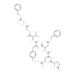 N-[N-[N-[O4-benzyl-N-[N2-(5-oxo-L-prolyl)-L-glutaminyl]-L-alpha-aspartyl]-L-tyrosyl]-L-threonyl]-2'-[(benzyloxy)carbonyl]glycinohydrazide结构式