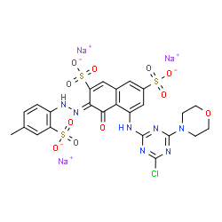 trisodium 5-[[4-chloro-6-(morpholino)-1,3,5-triazin-2-yl]amino]-4-hydroxy-3-[(4-methyl-2-sulphonatophenyl)azo]naphthalene-2,7-disulphonate结构式