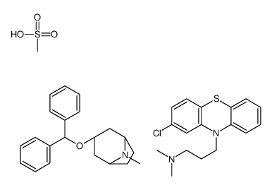 (1S,5R)-3-benzhydryloxy-8-methyl-8-azabicyclo[3.2.1]octane, 3-(2-chlor ophenothiazin-10-yl)-N,N-dimethyl-propan-1-amine, methanesulfonic acid结构式