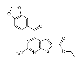 2-amino-4-(benzo[1,3]dioxole-5-carbonyl)-thieno[2,3-d]pyrimidine-6-carboxylic acid ethyl ester Structure