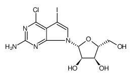 4-CHLORO-5-IODO-7-SS-D-RIBOFURANOSYL-7H-PYRROLO[2,3-D]PYRIMIDIN-2-AMINE structure