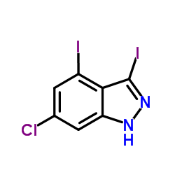 6-CHLORO-3,4-DIIODO (1H)INDAZOLE结构式
