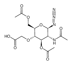 2-acetamido-2-deoxy-3,6-di-O-acetyl-4-O-carboxymethyl-β-D-glucopyranosyl azide结构式