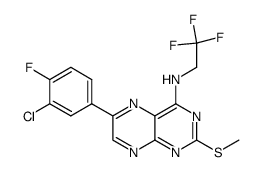 [6-(3-chloro-4-fluoro-phenyl)-2-methylsulfanyl-pteridin-4-yl]-(2,2,2-trifluoro-ethyl)-amine结构式