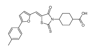4-{4-oxo-2-thioxo-5-[1-(5-p-tolylfuran-2-yl)methylidene]thiazolidin-3-yl}cyclohexanecarboxylic acid Structure