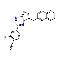 2-Fluoro-4-[7-(6-quinolinylmethyl)imidazo[1,2-b][1,2,4]triazin-2-yl]benzonitrile Structure