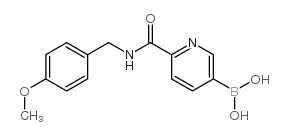 (6-((4-甲氧基苄基)氨基甲酰基)吡啶-3-基)硼酸结构式