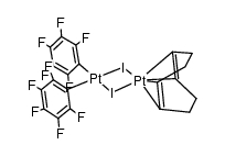 {bis(pentafluorophenyl)platinum(μ-I)2platinum(η4-1,5-cyclooctadiene)} Structure