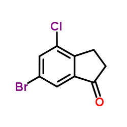 6-Bromo-4-chloro-2,3-dihydro-1H-inden-1-one, 6-Bromo-4-chloro-2,3-dihydro-1-oxo-1H-indene structure