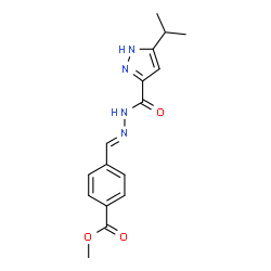 methyl (E)-4-((2-(3-isopropyl-1H-pyrazole-5-carbonyl)hydrazono)methyl)benzoate Structure