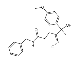 5-hydroxy-4-hydroxylimino-5-(p-methoxyphenyl)hexanoic acid benzylamide Structure